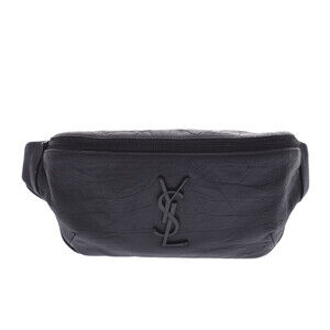 SAINT LAURENT Belt Bag Body Belt Crossbody Black Sheepskin Waist